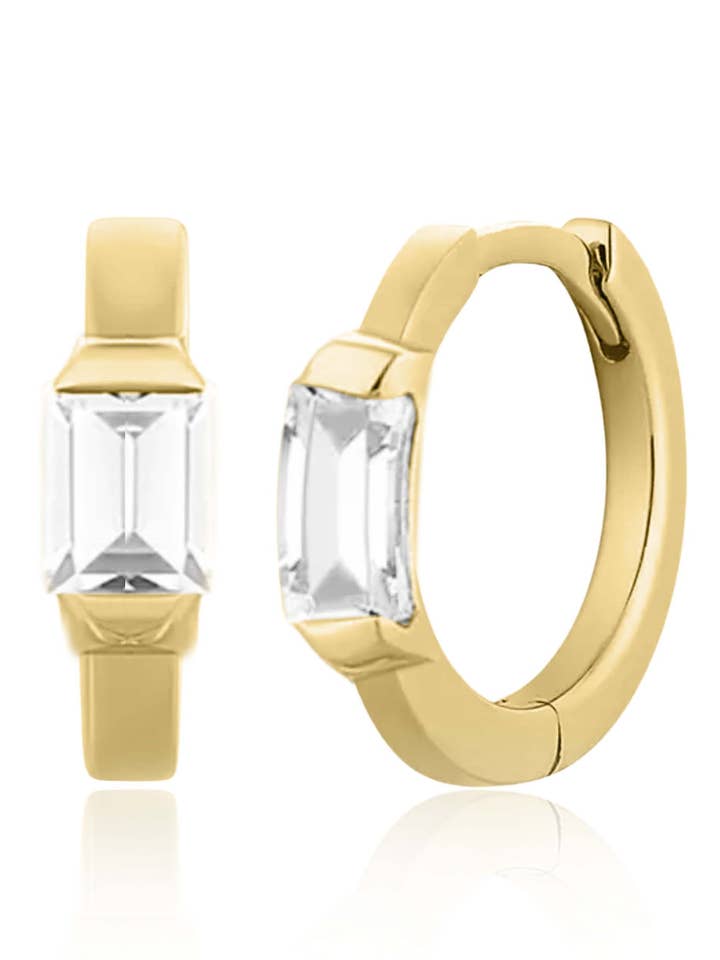 Brincos Bliss Baguette Crystal Eternity Argola por atacado de Impuria Ear Piercing Jewelry