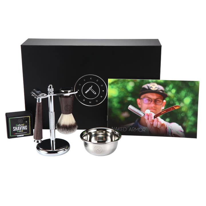 Aglovale Safety Razor and Stand Kit for wholesale by Naked Armor