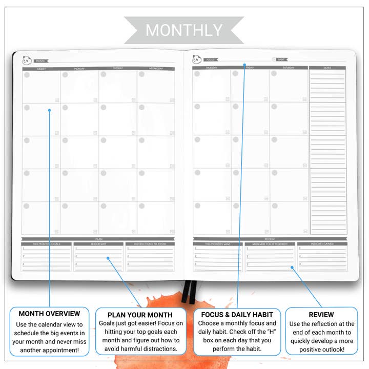 Panda Planner - Wholesale Planner - 6 Month Panda Pro Planners – Large Daily Planner in 3 Sections