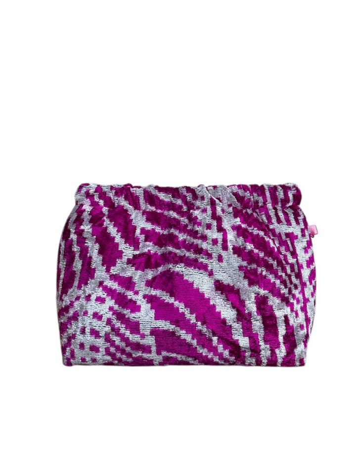 Silk Velvet Ikat Flex Hex Frame Pop-Open Clutch for wholesale by AYCA DESIGN