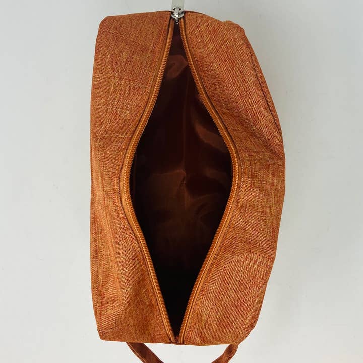 YOUZEY - Wholesale Toiletry Bag - Men's - Men's Orange Dopp Bag with outside zipper compartment