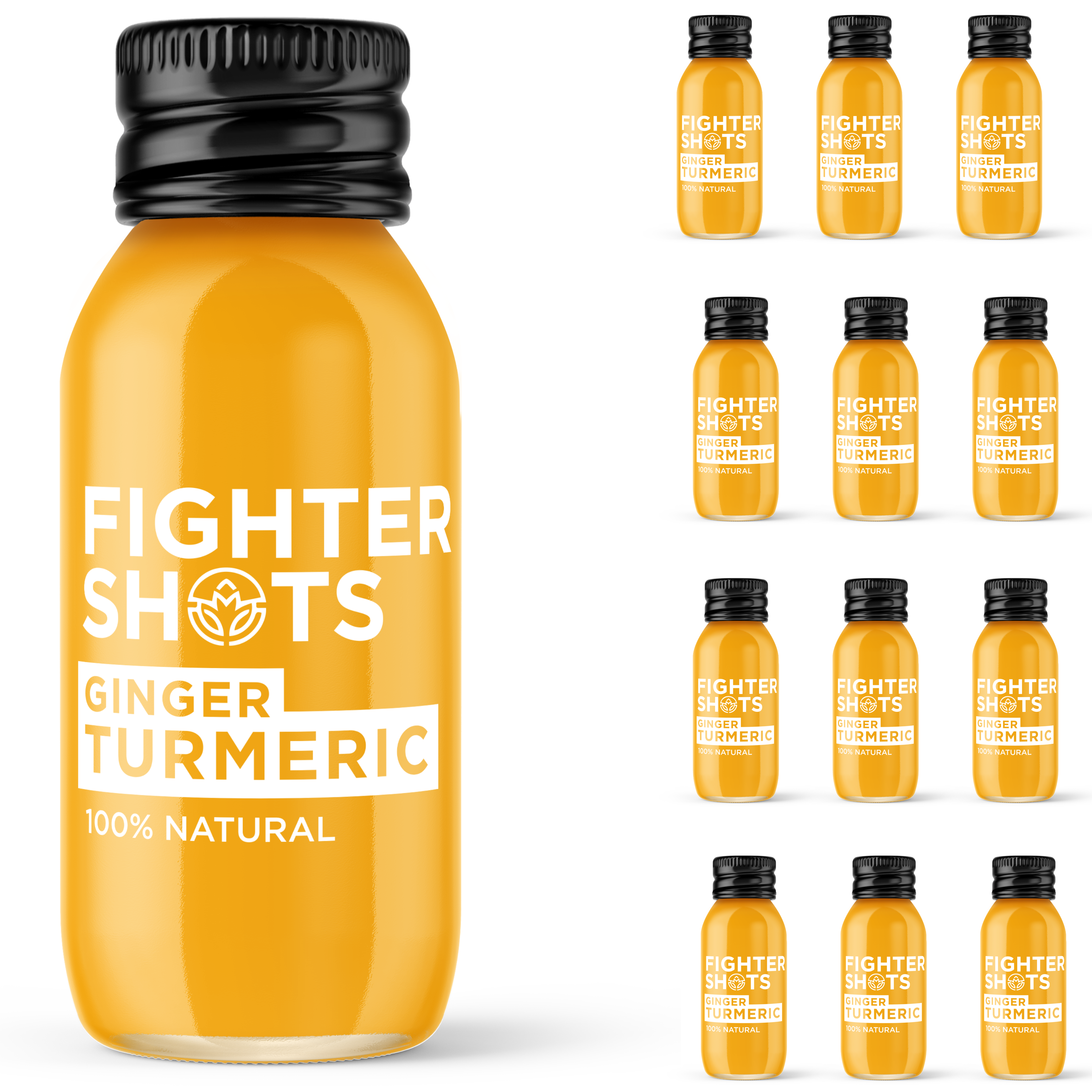Fighter Shots - Wholesale Sports/Energy Drink - Fighter Shots Ginger + TURMERIC  6 or 12x 60ml15