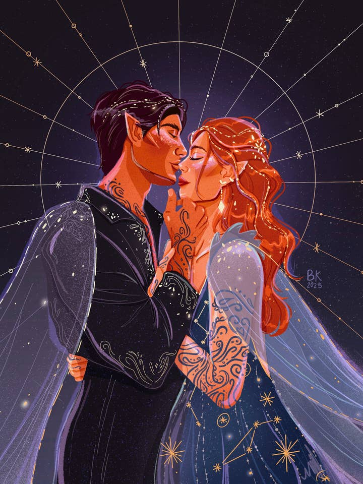 Feyre & Rhys *Gold Foil Print* for wholesale by Brittany Keller Art