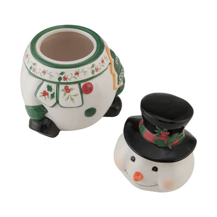Fitz and Floyd® Mikasa® Pfaltzgraff® - Wholesale Cookie Jar - Winterberry Snowman 10In Cookie Jar Gift Box Pkg