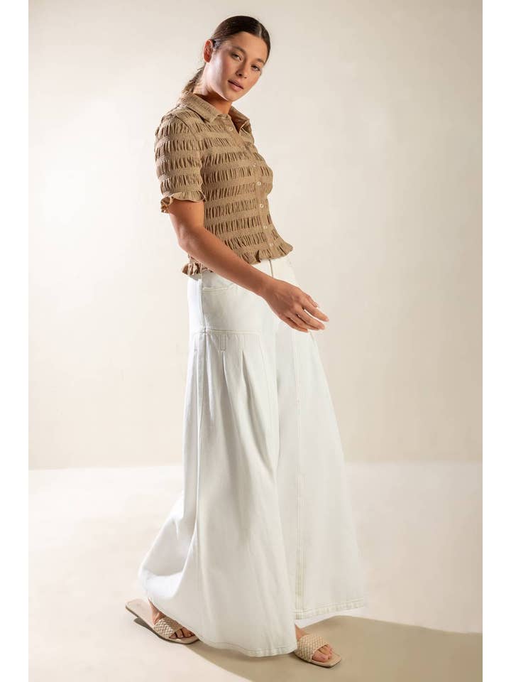 A textured woven top - FT1430 TAUPE for wholesale on Faire