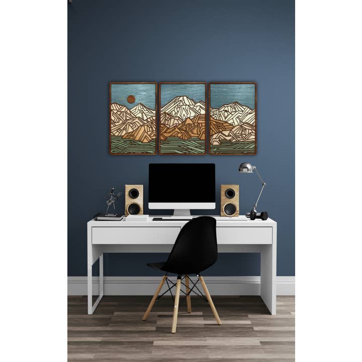Light House Laser Art - Wholesale Wall Art Set - Wood Mountain Decor, Above Bed Art, 3 Panels
