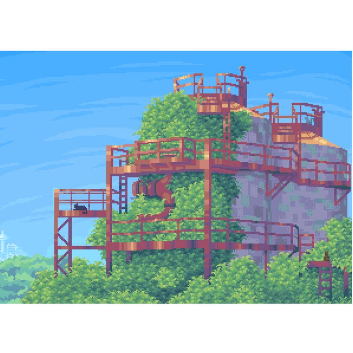 Seattle Pixel Art Print - Gas Works 16x20 for wholesale by my_art_bytes