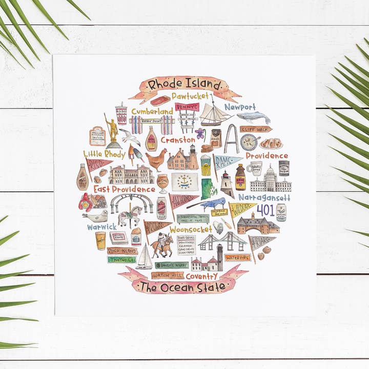 Rhode Island Icon Watercolor Print for wholesale by Green Blanky Studio