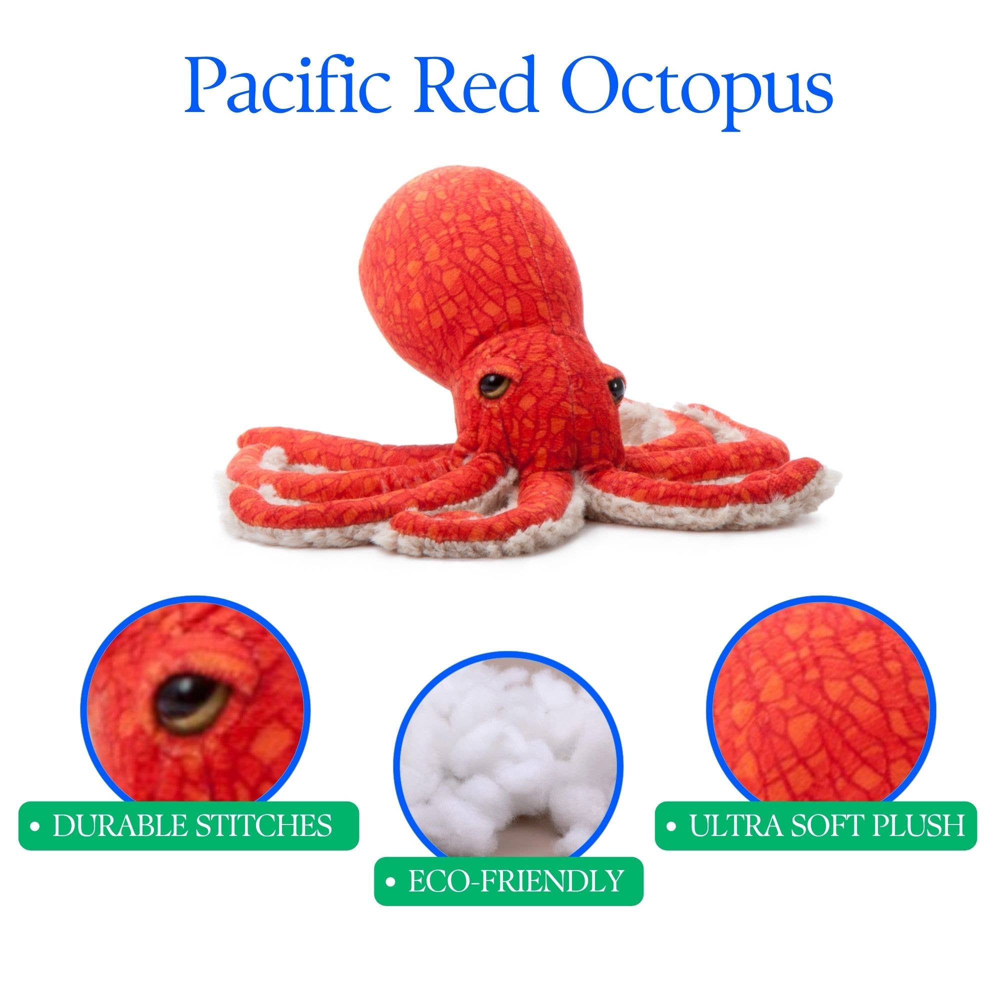The Petting Zoo - Wholesale Stuffed/Plush Toy - Kids & Baby - Wild Onez Pacific Red Octopus 8" (21cm)4