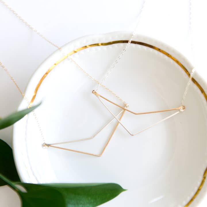 Chevron Mixed Metal Necklace | Sterling Silver or Gold Fill for wholesale by Blossom and Shine