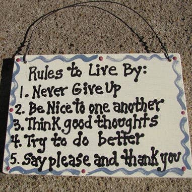 Panneau en bois inspirant CS6287 - Rules to Live By pour la vente par Nannie and B's Crafts