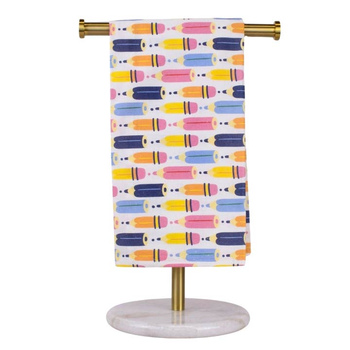 Pencil Hand Towel White/Multi 20x28 for wholesale by The Royal Standard