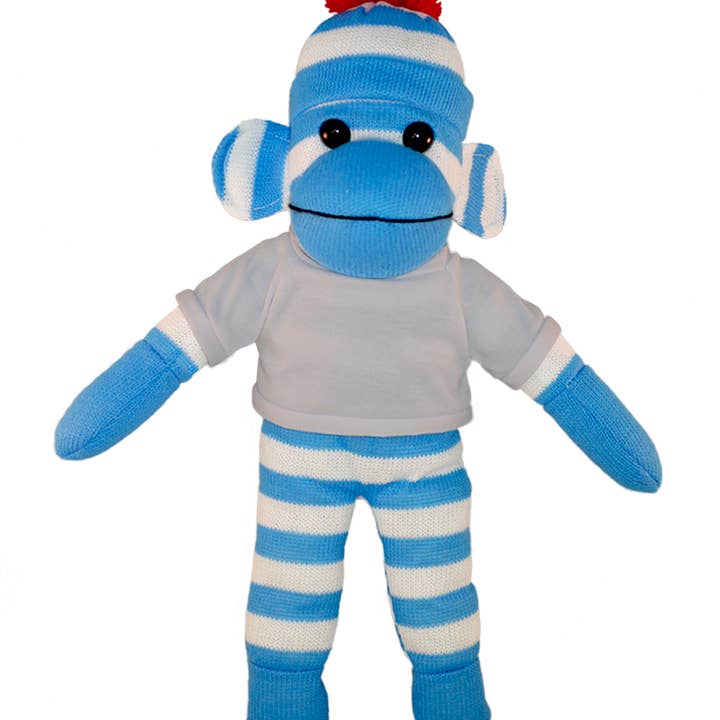 Plushland - Wholesale Stuffed/Plush Toy - Kids & Baby - Blue Sock Monkey Bean Bag animal 10"14