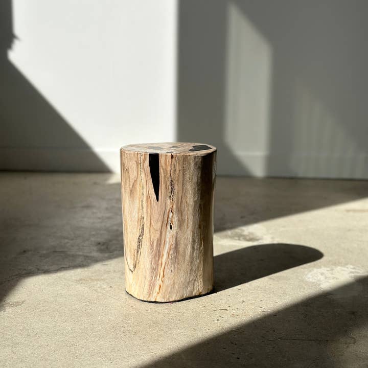 Office Objets - Wholesale Side Table - White petrified wood side table with black spots H:27.5 D:184