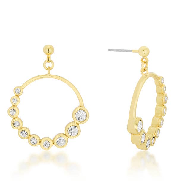 JGoodin - Vente Boucles d'oreilles pendantes - Boucles d'oreilles rondes en zircone cubique graduée dorée0