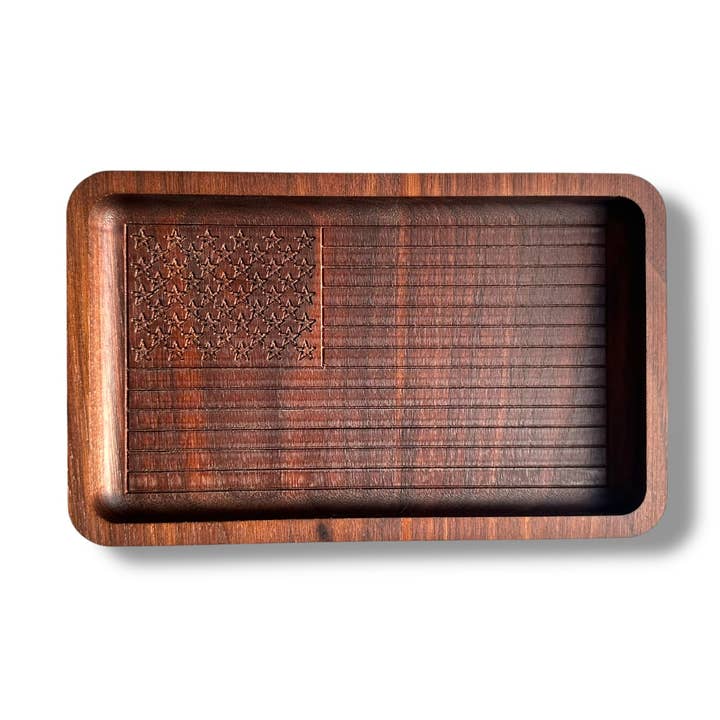 Catchall Tray van hardhout met Amerikaanse vlag voor wholesale door Third Eye Creation Company