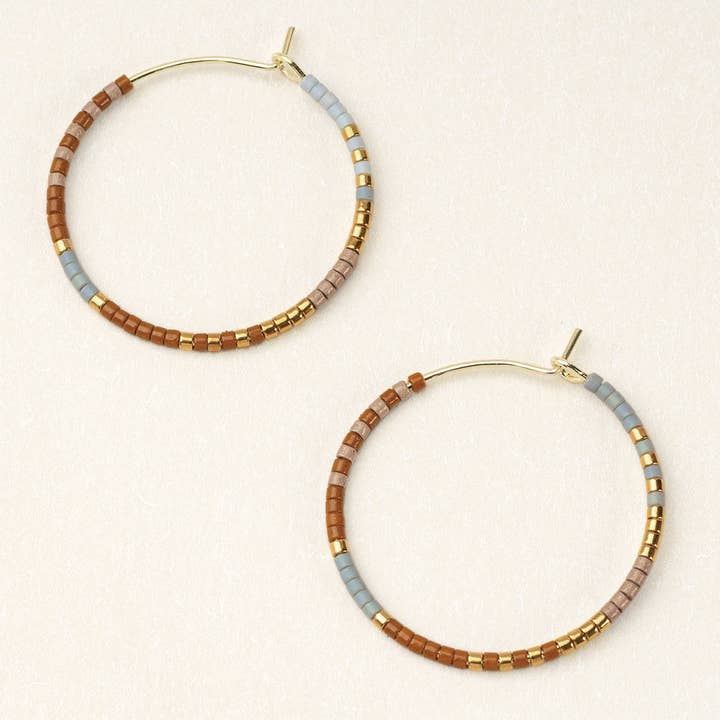 Scout Curated Wears - Wholesale Hoop Earrings - Chromacolor Miyuki Small Hoop - Desert Multi/Gold