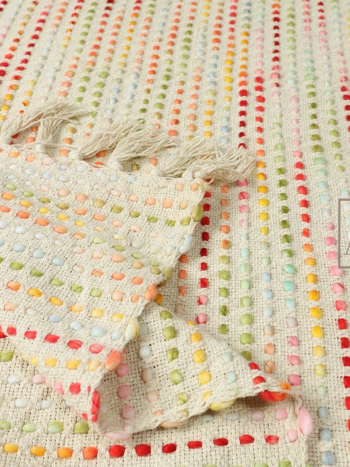 Indiase handgeweven katoenen bankkleed, meerkleurige boho deken voor wholesale door Artsy Home