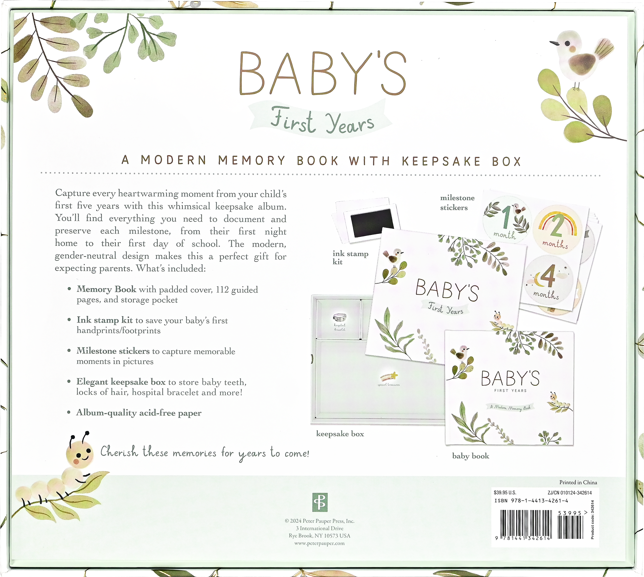 Peter Pauper Press - Wholesale Memory Book - Kids & Baby - Baby's First Years: A Modern Memory Book with Keepsake Box11