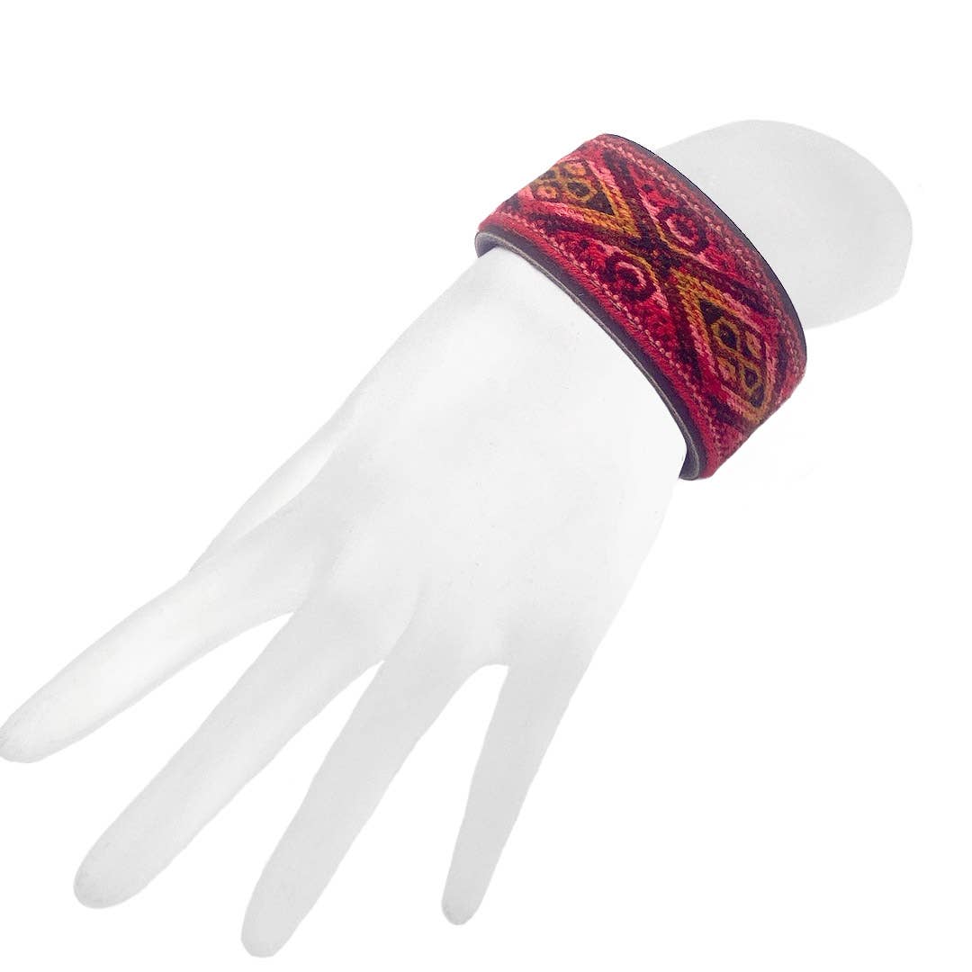 Pichincha - Vente Bracelet tissé/tressé - Bracelet à pression en cuir à motif tribal2