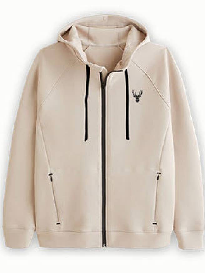 JD Buck Neo Yarn Hooded Zip Jacket - Ecru for wholesale by JD Buck