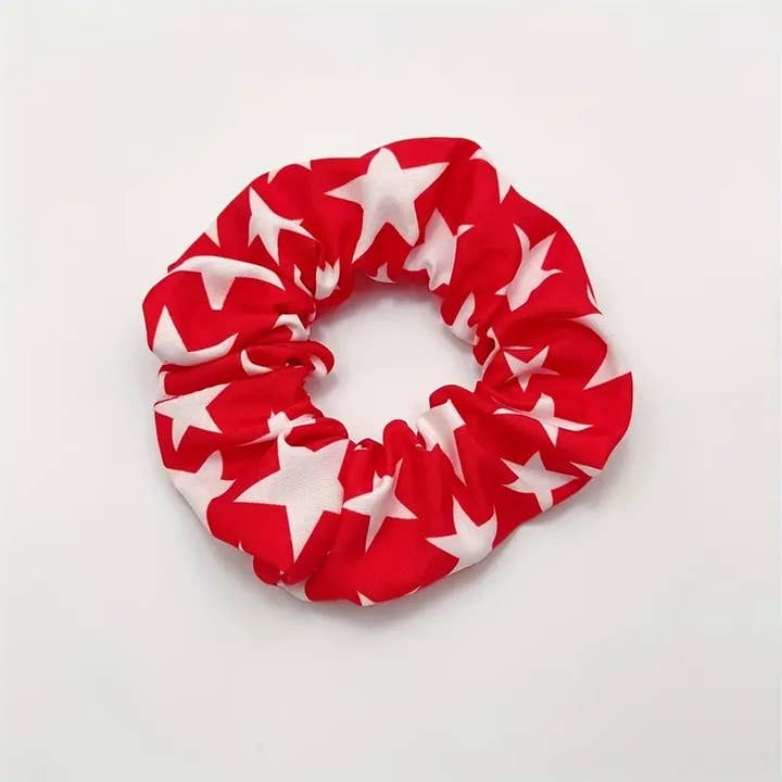 Sparkling Extras - Wholesale Scrunchie - Women's - 4th of July Women Patriotic Star USA Flag Scrunchie