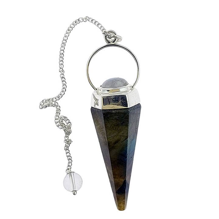 Crystal Earth Sterling - Wholesale Pendulum Board - Faceted Sterling Pendulum - Labradorite & Moonstone2
