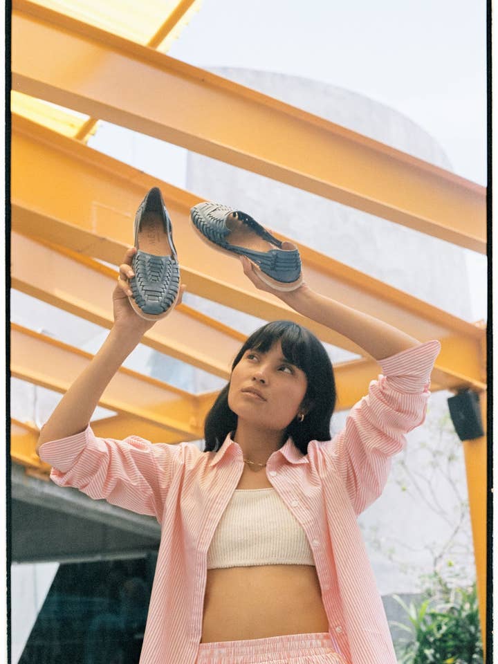 Mexas EU - Wholesale Muiltjes - Dames - AÑIL - Blauwe leren huaraches2