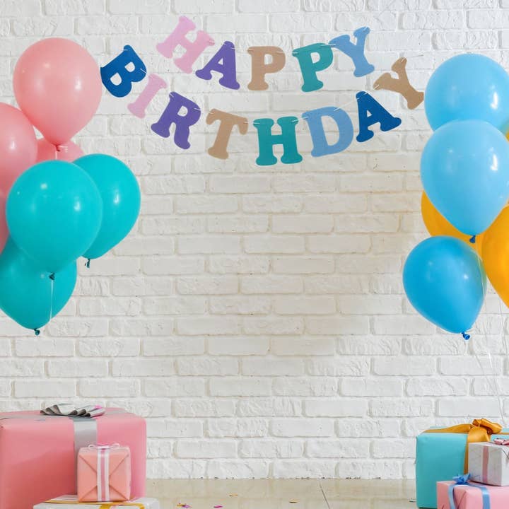 Pastel Rainbow Felt Happy Birthday Garland Banner for wholesale by Cherrysh Party - the new name for Pooka Party