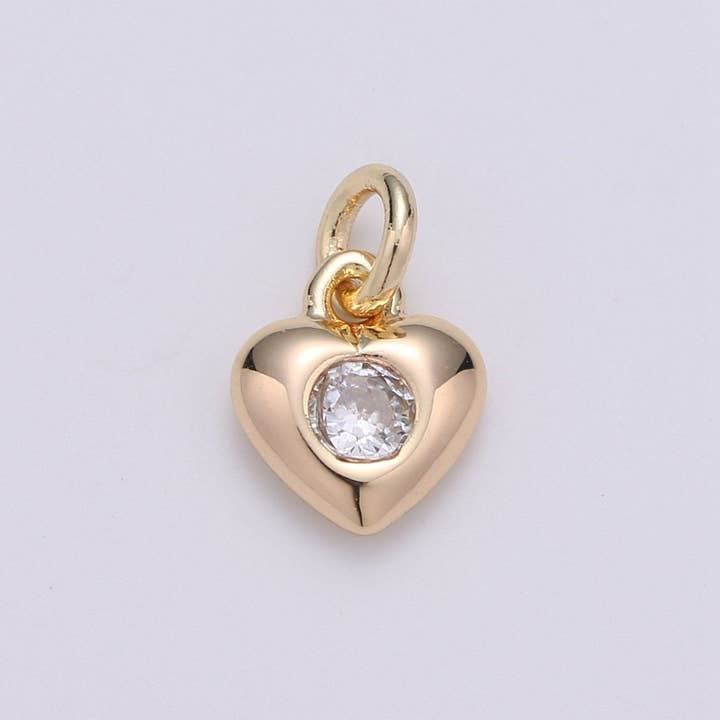 Mini Pendente Coração de Ouro Pequeno Pendente CZ - Pendente de Amor em Ouro com zircónia cúbica para Pulseira, Colar, Brinco, Joalharia de Relacionamento D-393 por atacado de Aim Eternal