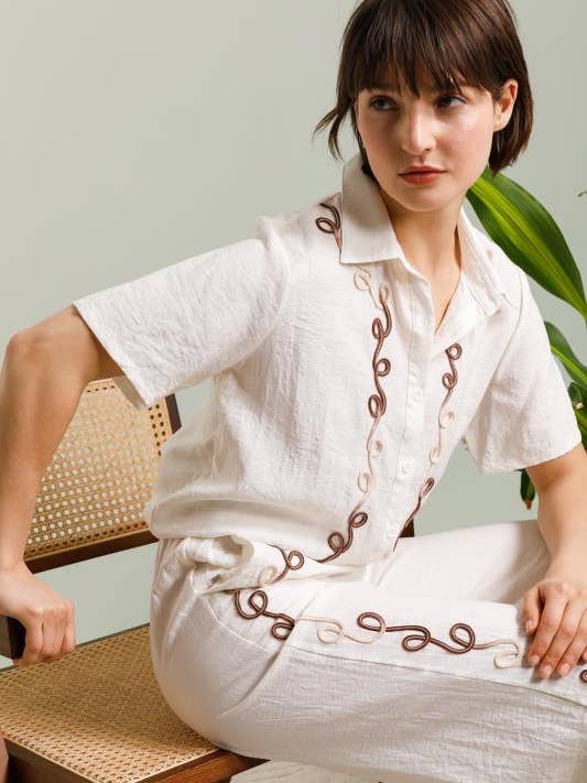 DIX-ONZE - Wholesale Pants - Women's - Embroidered Wide Pants1