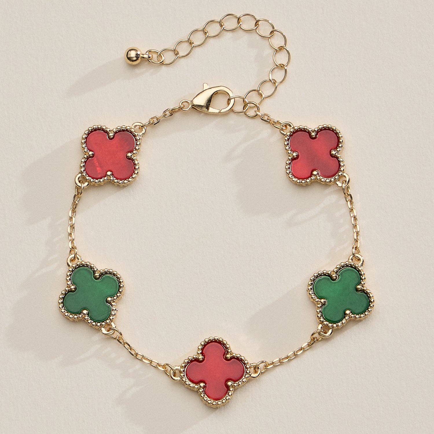 Frem - Wholesale Charm/Dangle Bracelet - Gold Chain Bracelet with Crystal Flower Charms5