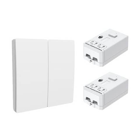 Interruttore cinetico wireless a 2 gang, bianco + non dimmerabile + ricevitore RF Wi-Fi 5A per la vendita all'ingrosso da parte di ENER-J