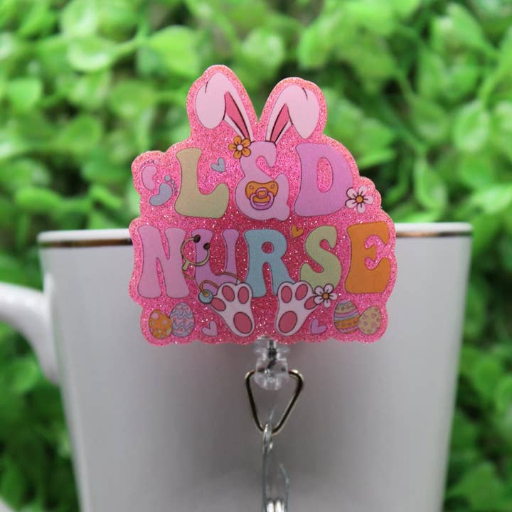 L&D Nurse Bunny Easter Badge/ID Holder Reel for wholesale by Hylidae Boutique