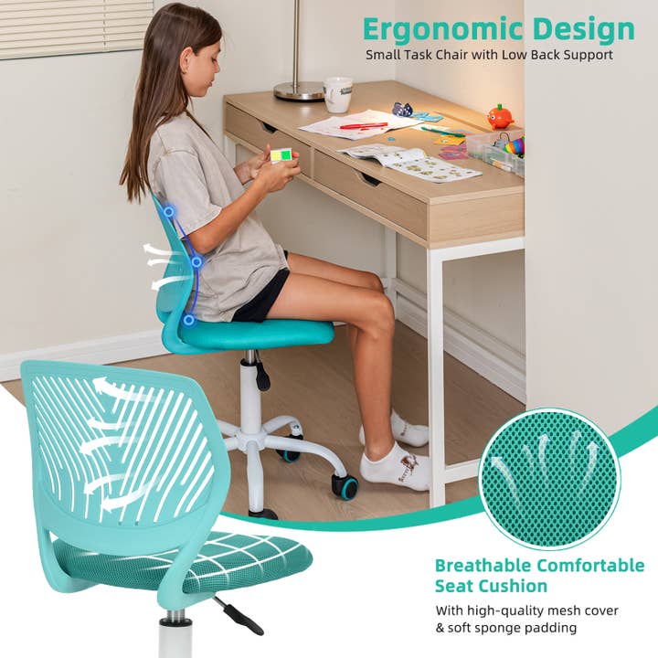 39F Inc. – Großhandel Stühle – Furniturer Carnation Drehbarer Bürostuhl für Jugendliche aus Kunststoff und Mesh10