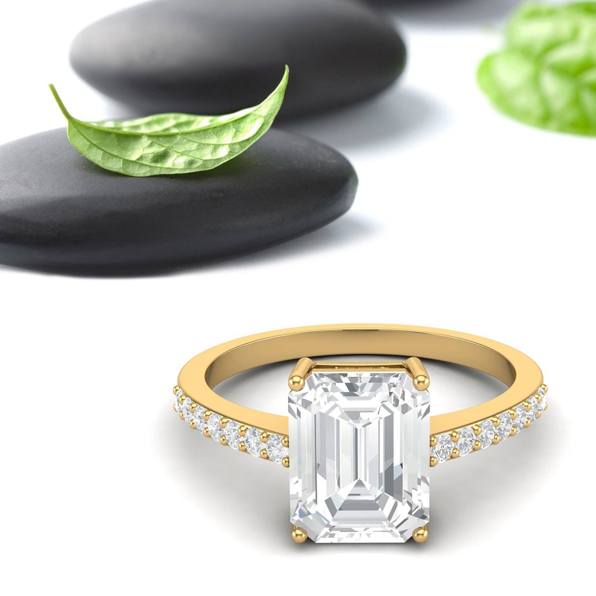 Yellow 2.75 Ctw Octagon Moissanite Diamond 925 Sterling Silver Ring for wholesale on Faire3