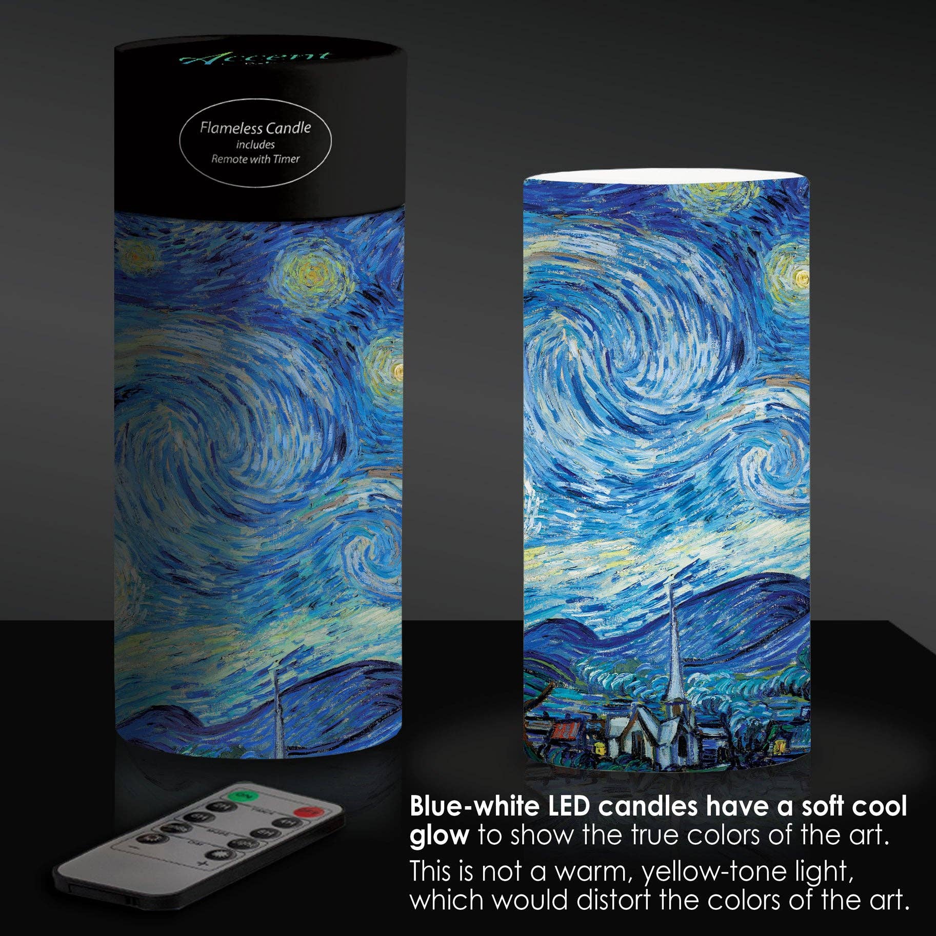 RainCaper - Wholesale Flameless Candle - van Gogh Starry Night 6" LED Candle – Battery Operated, Flickering2