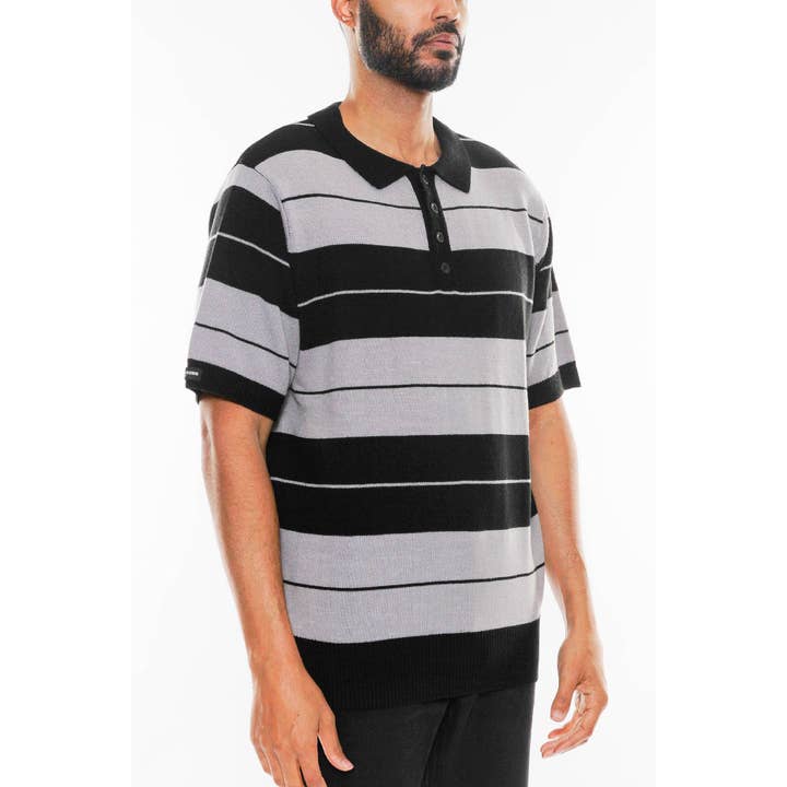 WEIV - Wholesale Polo - Men's - Charlie Brown Striped Knit 4 Button Polo Shirt4