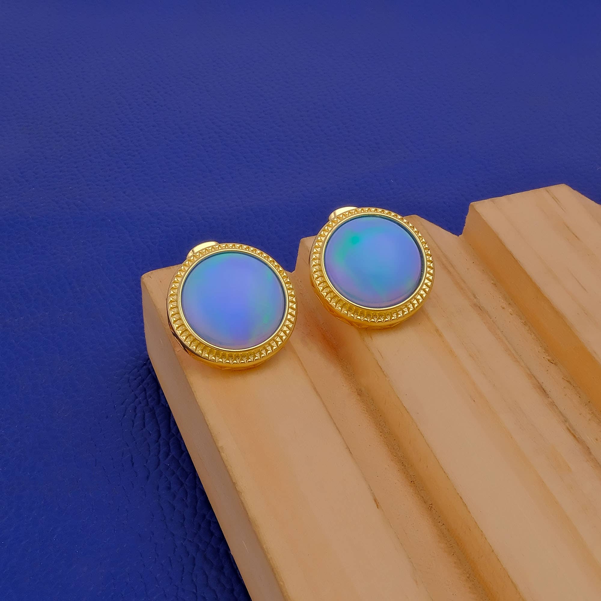 El Joyero – wholesale Stud/post earrings – Round Cabochon Fire Opal Handmade October Birthstone Stud2