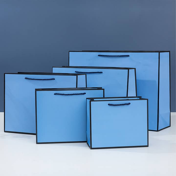 ByHome - Wholesale Gift Bag - Blue with Black Border Paper Gift Bag w/ free tissue2