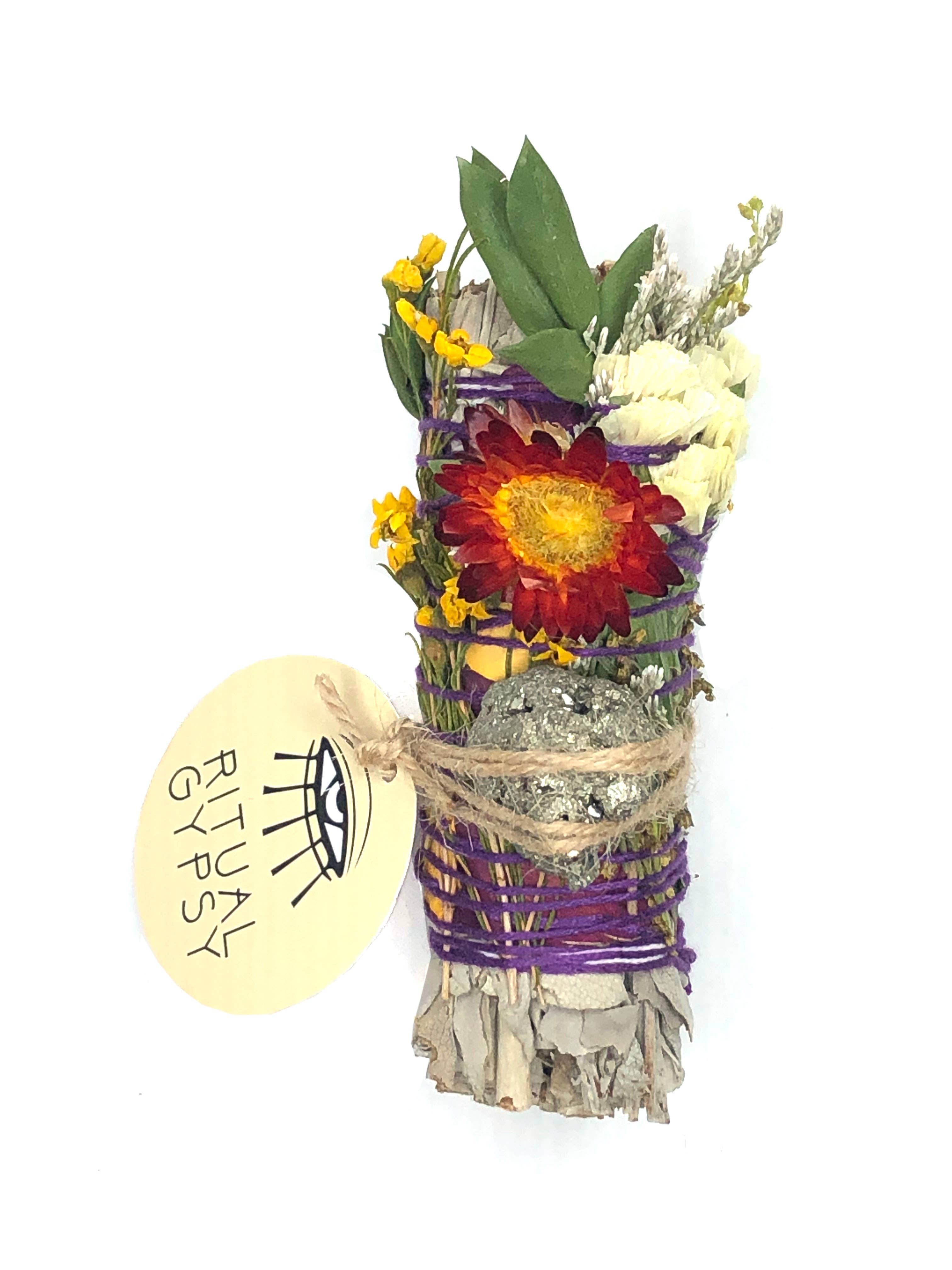 RITUAL GYPSY SAGE WANDS - Vendita all'ingrosso Salvia - BACCHETTE RITUALI SALVIA DA 4" (24 OPZIONI DI CRISTALLO)15