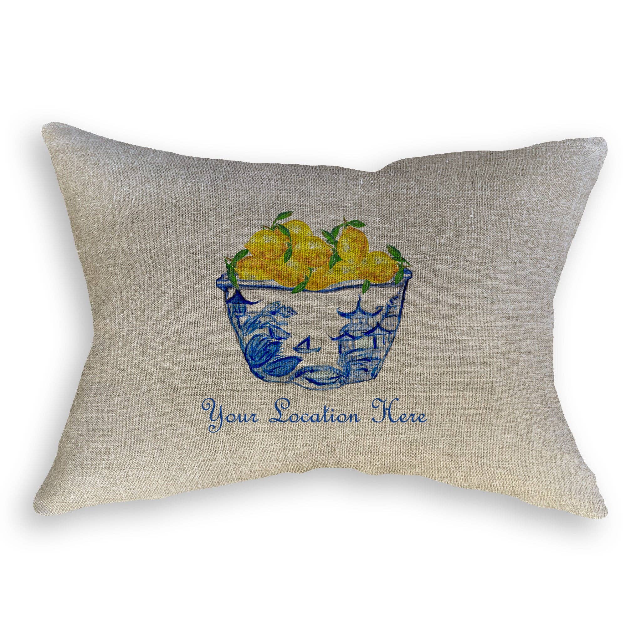 French Graffiti - Wholesale Tea Towel - Blue & White Bowl with Lemons and Location8