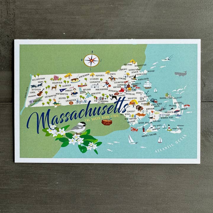 Massachusetts 4" x 6" Postcard for wholesale by Galleyware
