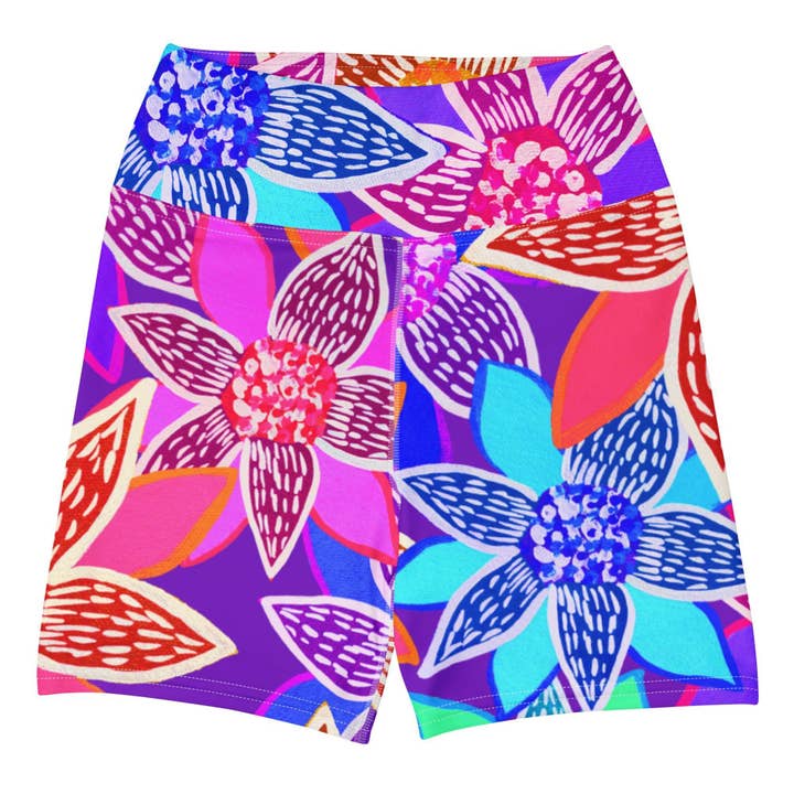 Arnjil Mindi Flower Yoga Shorts for wholesale by Palet Theory