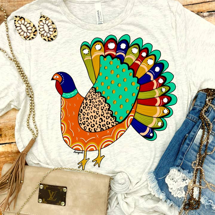 Anagails - Wholesale Screen Printed T-Shirt - Women's - Colorful Turkey