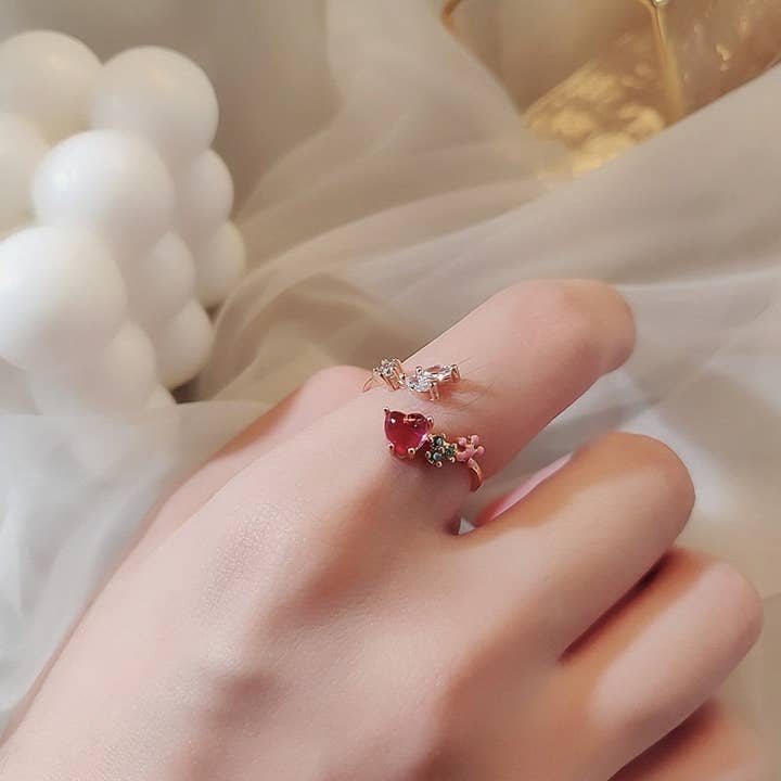 Perimade & Co. LLC - Wholesale Multi-Stone Ring - Dainty Cute Heart Flower Stackable Ring in Solid Copper1