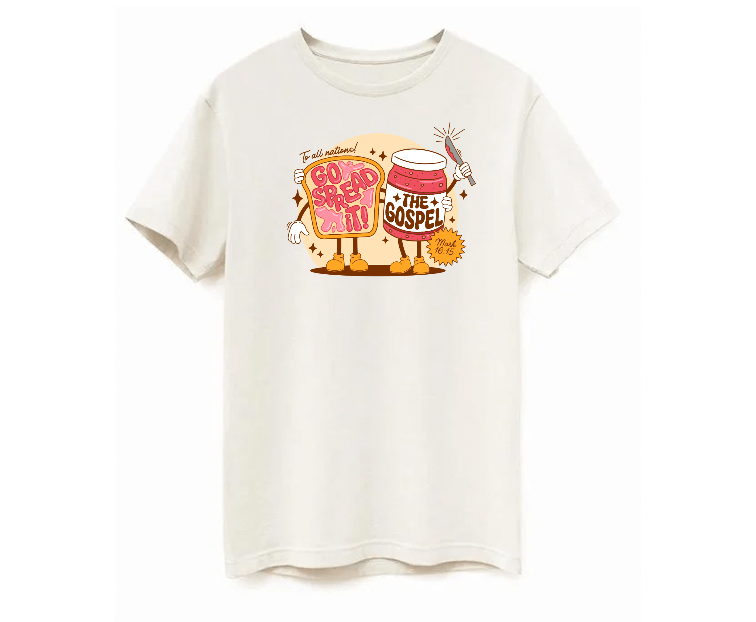 Elfenben Sprid evangeliet | Vuxen t-shirt Djärv Röd Sylt för wholesale på Faire1