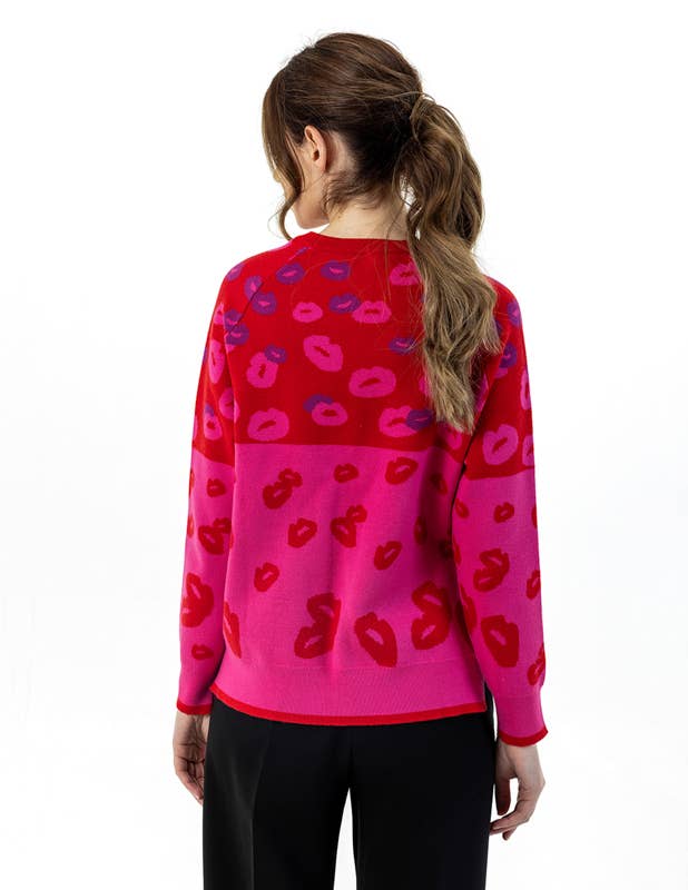 FEE G - Wholesale Knit Sweater - Women's - Yoko - Lips Jumper - Red (v210)2