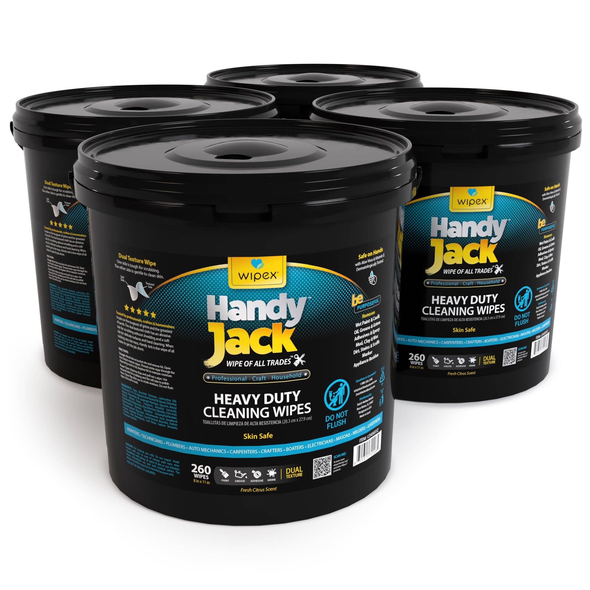 Wipex - Wholesale Cleaning Cloth - Wipex® Handy Jack® Heavy Duty Cleaning Wipes 260ct | Bulk Value Bucket12