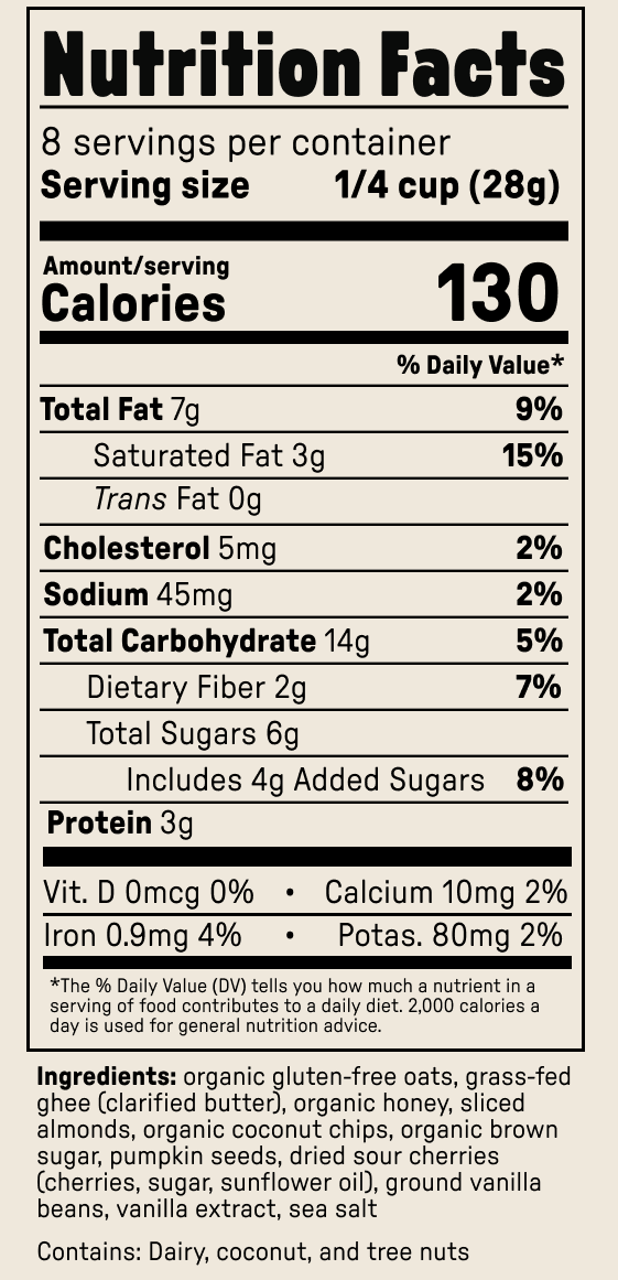 Jamie's Farm - Wholesale Granola - Vanilla Bean Granola with Sour Cherries - Gluten-Free + OG5